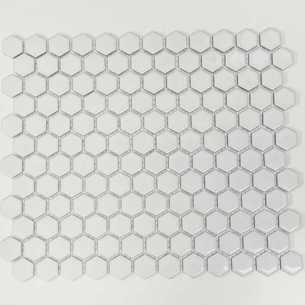 1 Inch White Hexagon Glossy Porcelain