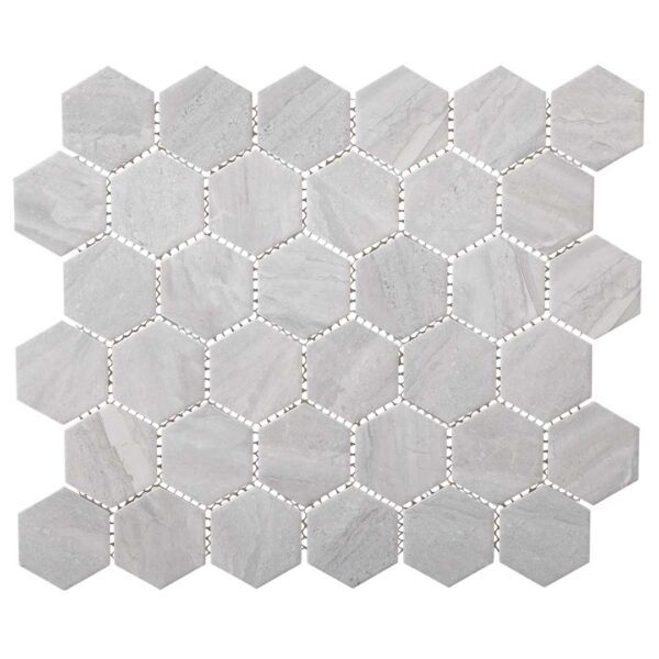 2" Sky Grey Hexagon Matt Porcelain