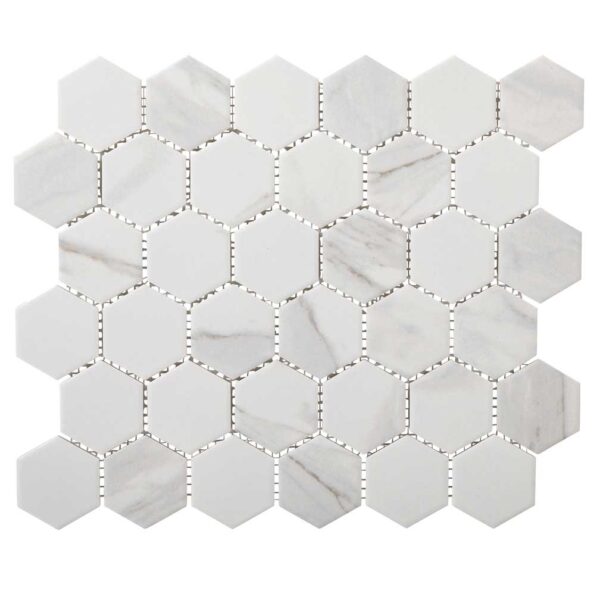 2" Statuario Hexagon Matt Porcelain