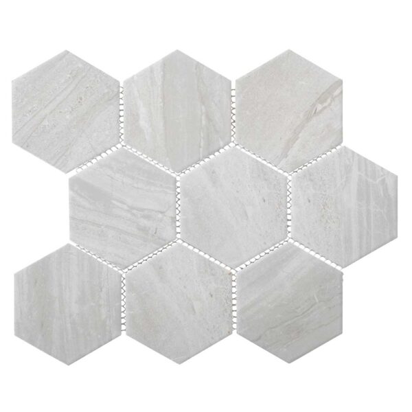 4" Sky Grey Hexagon Matt Porcelain