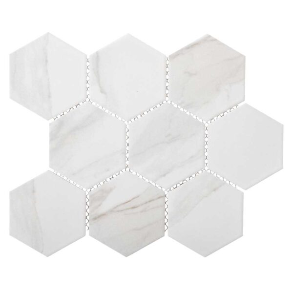 4" Statuario Hexagon Matt Porcelain