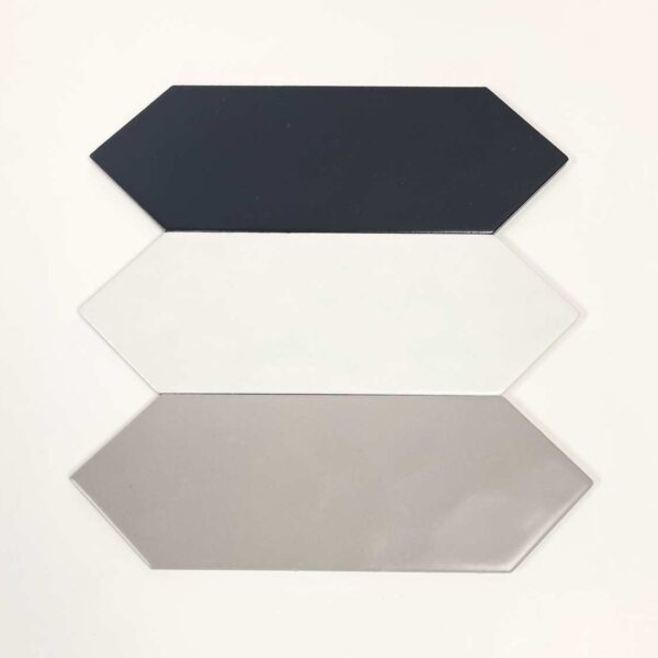 4" x 12" Ceramic Long Hexagon - Single Color