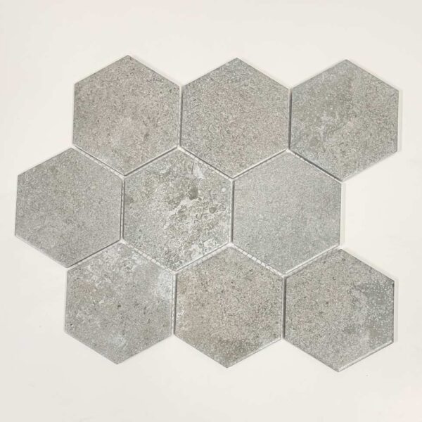4 Inch Stone Light Grey Hexagon Matt Porcelain Mosaic