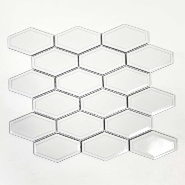 2.25" x 3.75" 3D Glossy White Hexagon Porcelain Mosaic