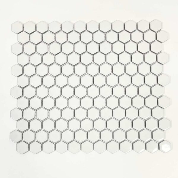 1 Inch White Hexagon Glossy Porcelain Mosaic