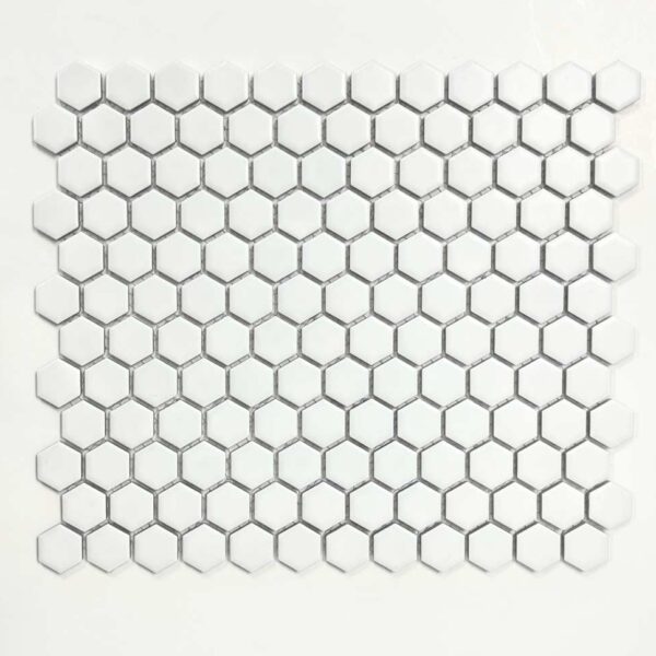 1 Inch White Hexagon Matt Porcelain Mosaic