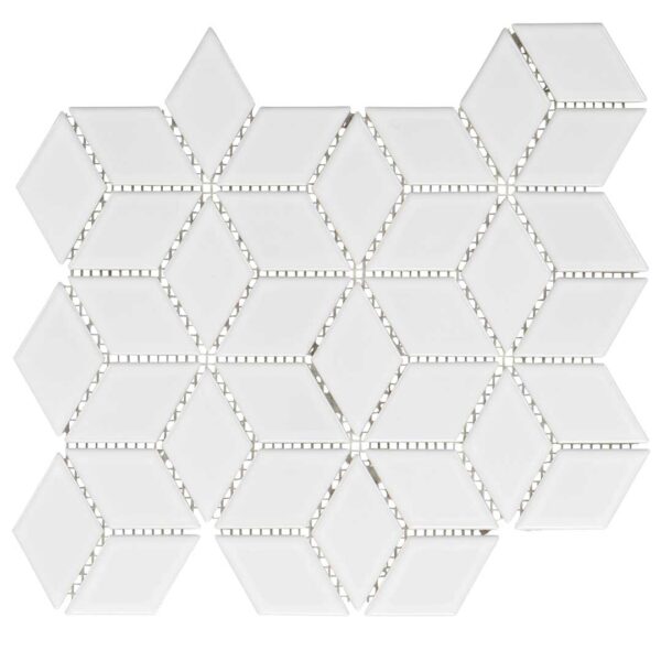 2 Inch White Cubic Diamond Glossy Porcelain Mosaic