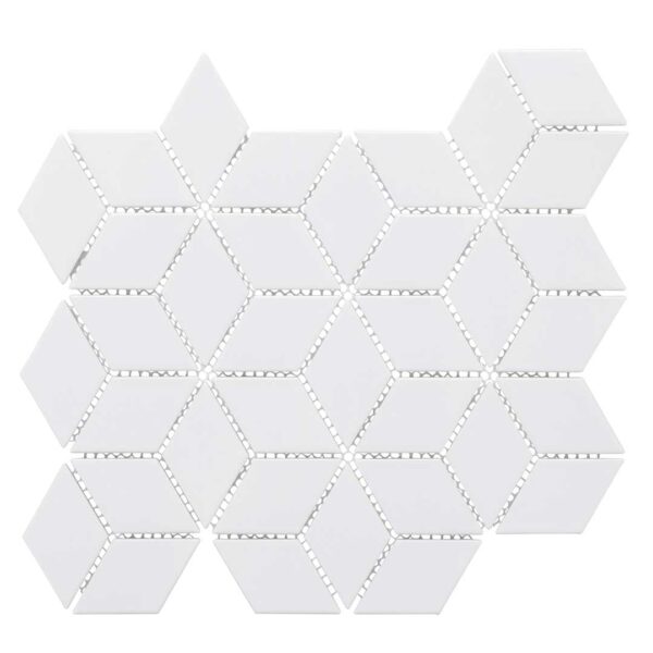 2 Inch White Cubic Diamond Matt Porcelain Mosaic