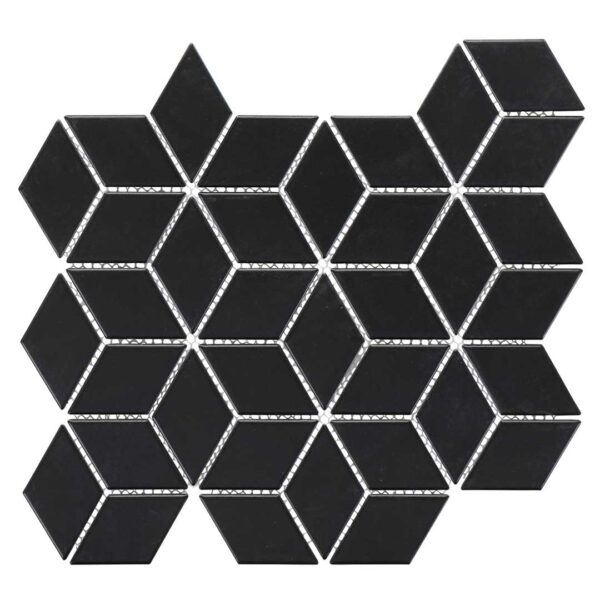 2 Inch Black Cubic Diamond Matt Porcelain Mosaic