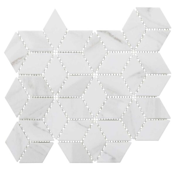2 Inch Statuario Cubic Diamond Matt Porcelain Mosaic