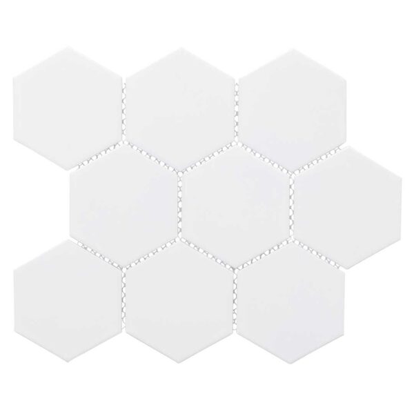 4 Inch White Hexagon Matt Porcelain Mosaic