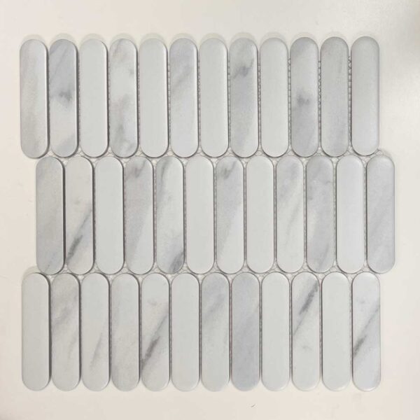 1" x 4" Statuario Pill Shape Matt Porcelain