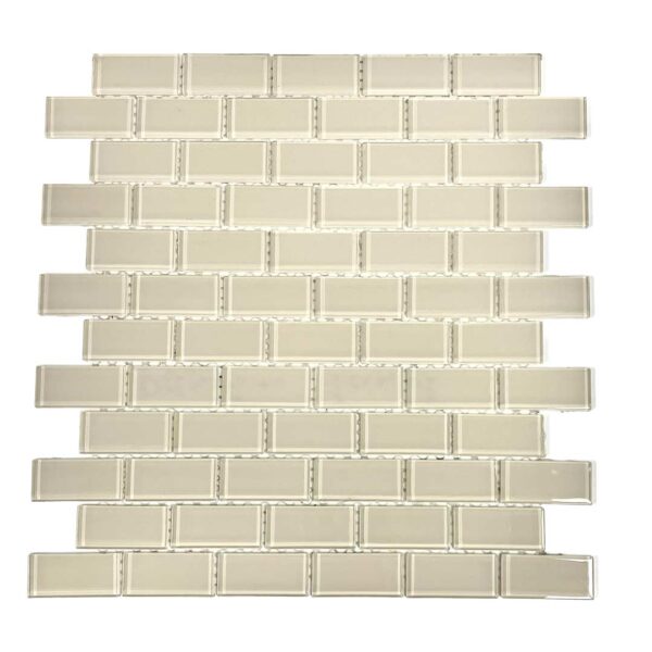 1" x 2" Ivory Glass Subway Mosaic