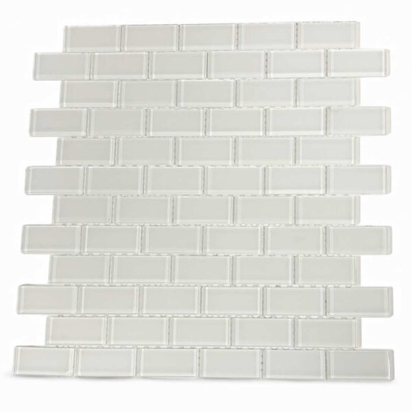 1" x 2" Super White Glass Subway Mosaic