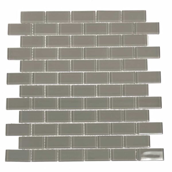 1" x 2" Medium Grey Glass Subway Mosaic
